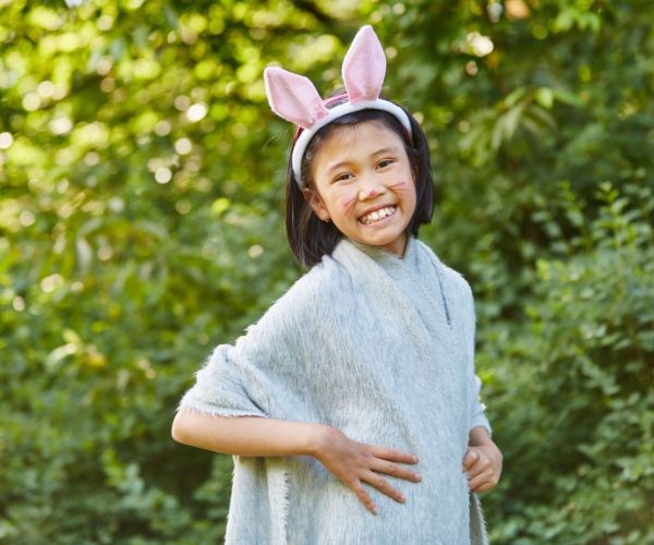 Easy homemade bunny Halloween costume for kids